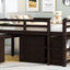 Loft Low Study Bed With Cabinet, Shelves And Rolling Portable Desk, Multiple Functions