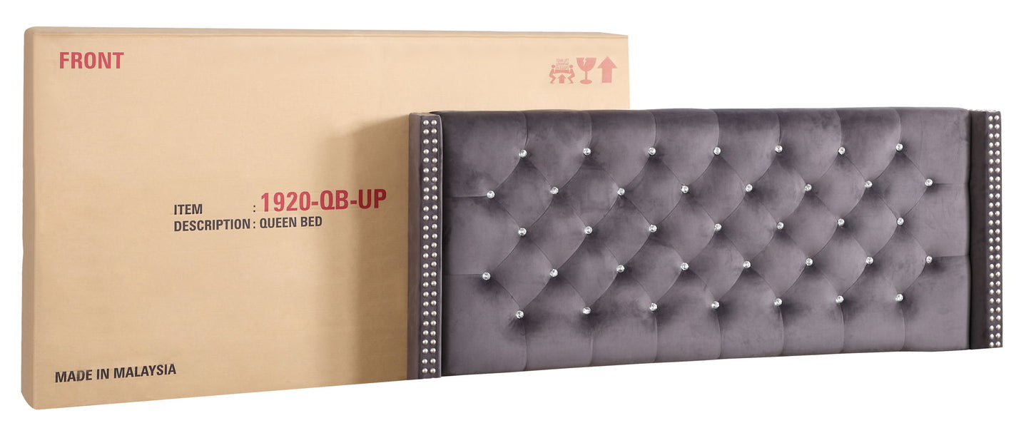 Upholstered Nailhead Trim Chic Bed