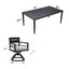 Outdoor Modern Dining Set, Chairs Sunbrella Cushioned And Dining Table With Umbrella Hole
