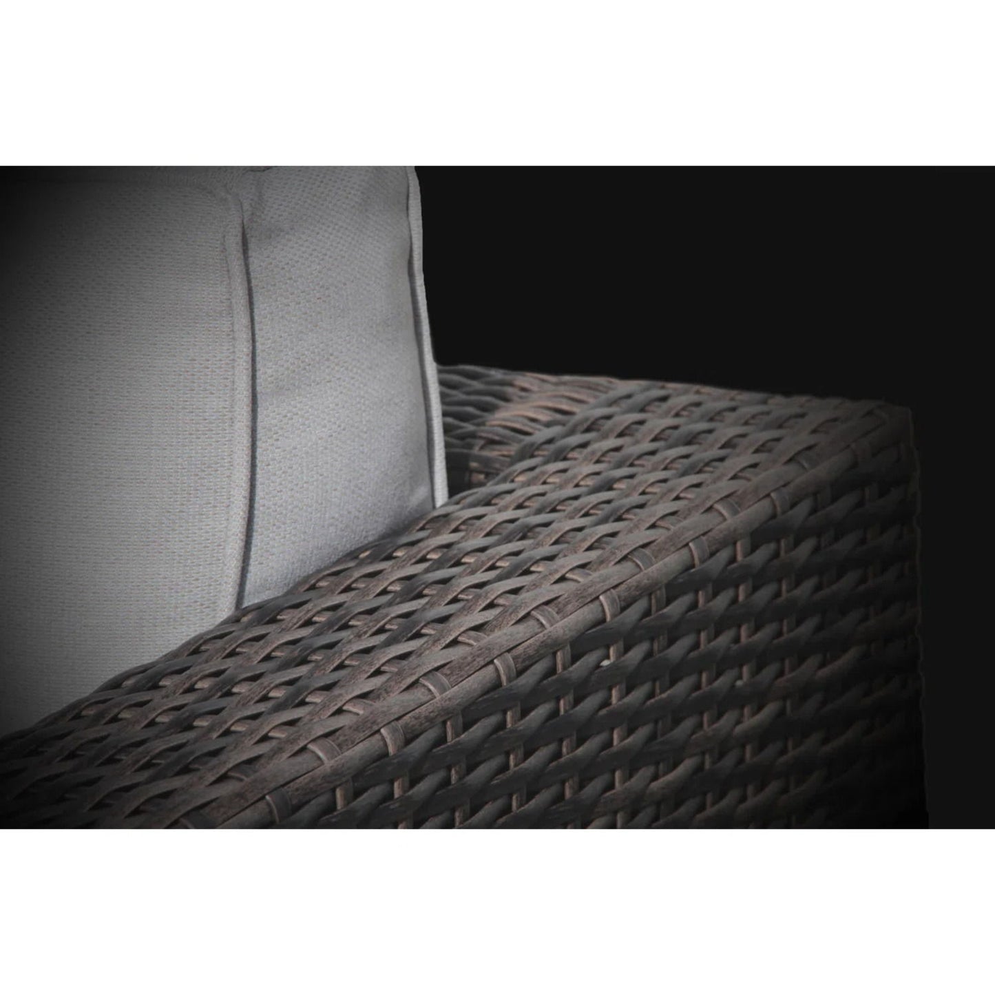 Rattan Wicker Patio Set With Cushions And Concrete Fire Pit