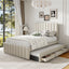Upholstered Platform Bed With Twin Size Trundle And 3 Drawers