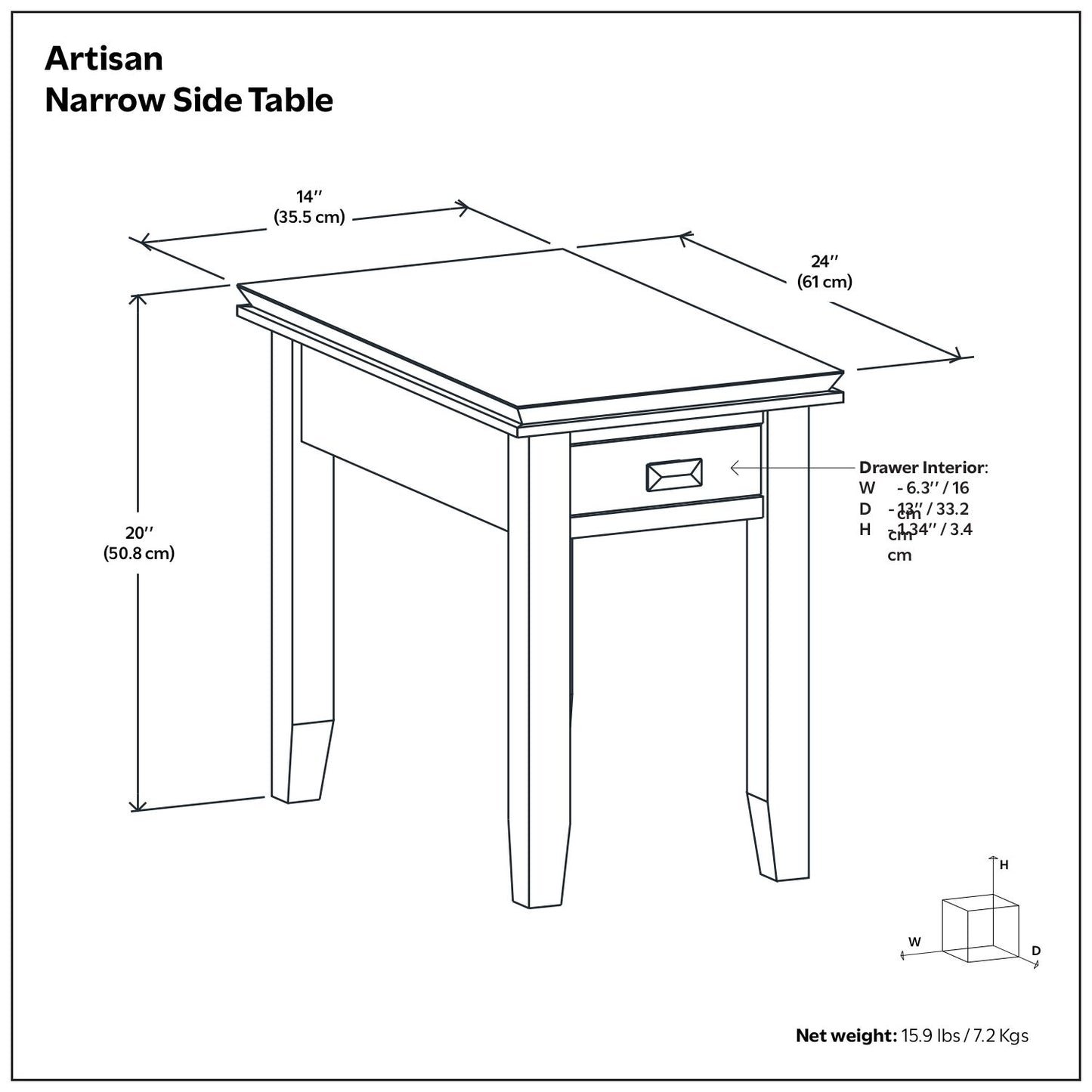 Artisan - Handcrafted Narrow Side Table