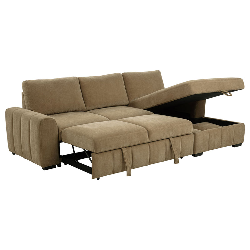 Logan - Sleeper Sectional Sofa With Right Arm Chaise - Camel