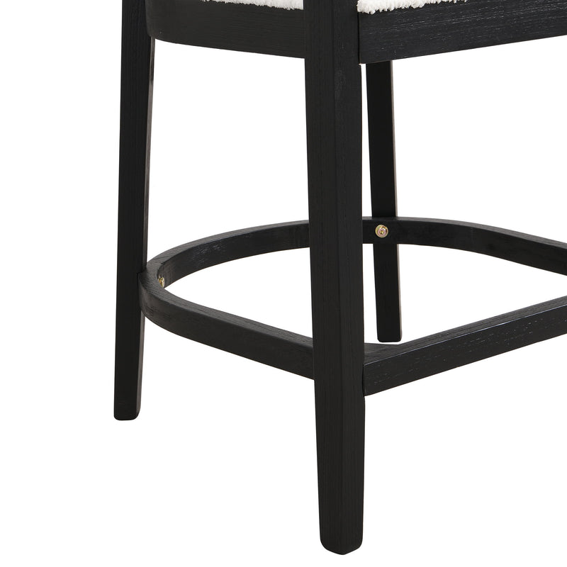Modern Rubberwood Counter Stool Set With Upholstered Seats
