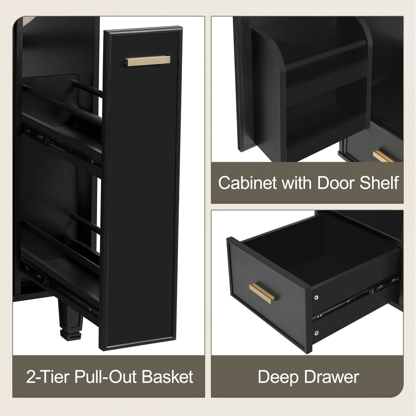 Bathroom Vanity With Sink, Deep Drawer, Door Shelf, 2 Tier Basket
