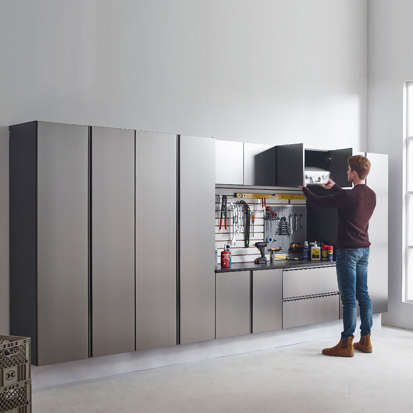 Nova Series - Door Wall Mounted Garage Cabinet, Soft Closing - Dark Gray