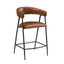 Counter Stools (Set of 2), Upholstered Counter Stools With Iron Frame, Backrest, Footrest, Arm Counter Stools For Home Bar, Kitchen Counter - Brown