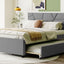 Upholstered Platform Bed With Brick Pattern Headboard And Twin Long Size Trundle