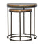 Round Stool Table With Iron Base (Set of 2) - Brown / Black