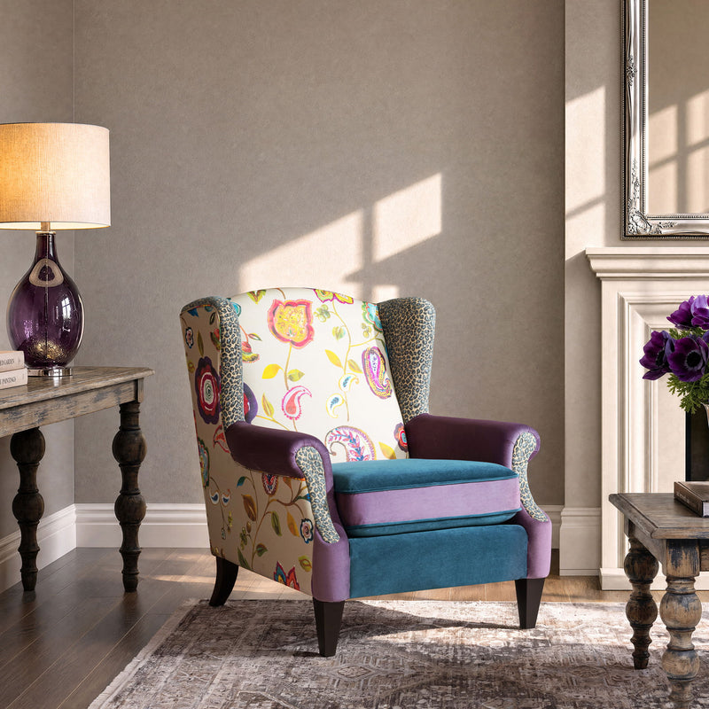 Anya - Sillón con reposabrazos decorativo tipo butaca de estilo bohemio chic