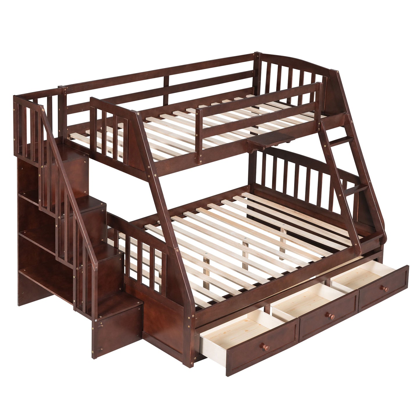 Bunk Bed With Drawers, Ladder And Storage Staircase