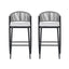 Outdoor Bar Height Metal Frame Counter Stools With Scallop Shaped Backrest & Water Resistant Cushions