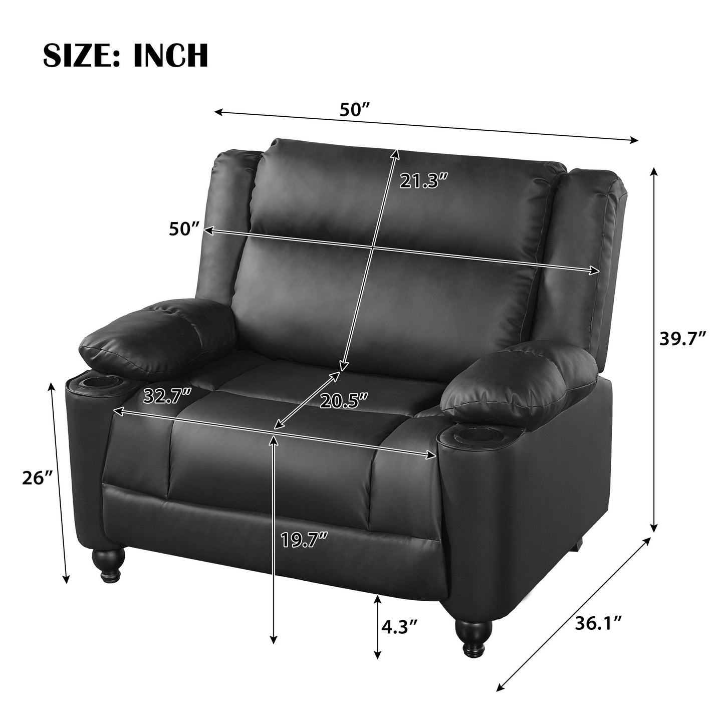 Tufted Design Wide Manual Recliner Chair