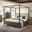 Sundance - Queen Canopy Bed With Upholstered Headboard - Dark Brown