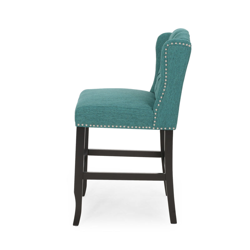 Vienna - Fabric Tufted Counter Stool With Nailhead Accents (Set of 2)