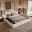 Upholstered Platform Bed Frame With Hidden Storage, Built-In Nightstands & LED Reading Lights