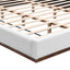 Elegant Boucle Upholstered Bed With Wood Grain Textured Solid Wood Base Frame