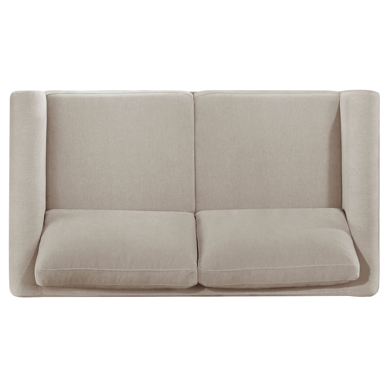 Fisher - Upholstered Panel Arm Loveseat - Taupe