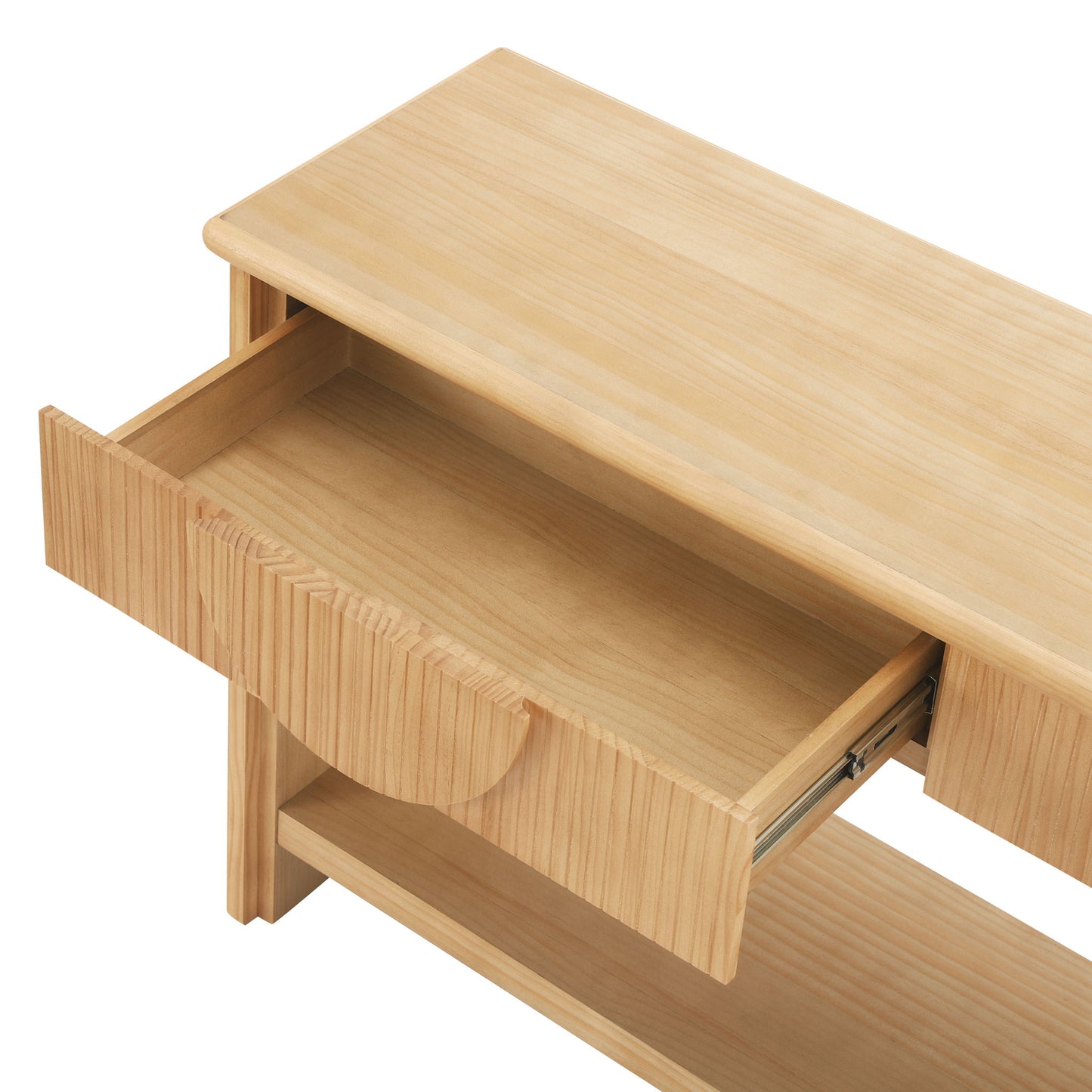 Fluted Console Table With Semi Circular Drawers - Natural