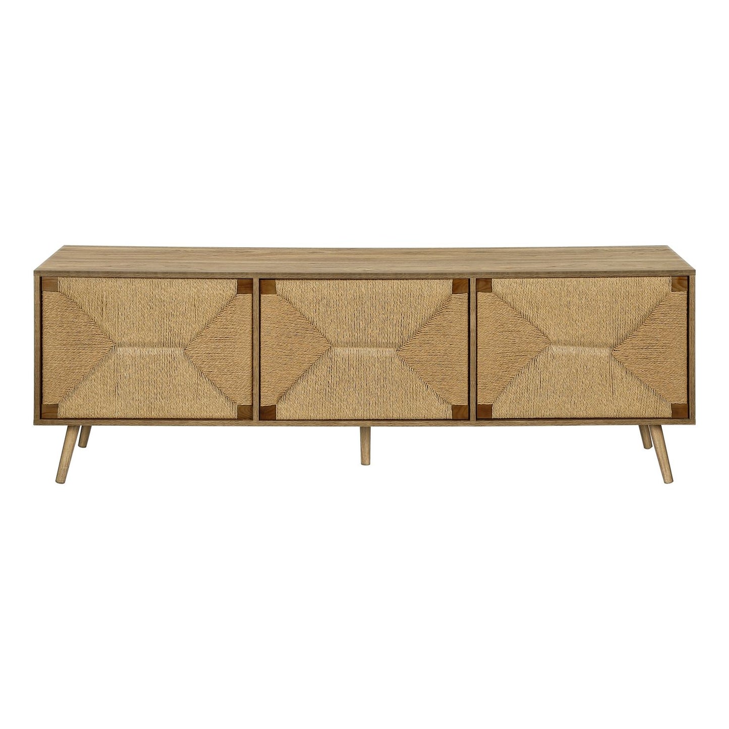 TV Stand, Storage Cabinet Console With Adjustable Shelf And Cable Management - Walnut
