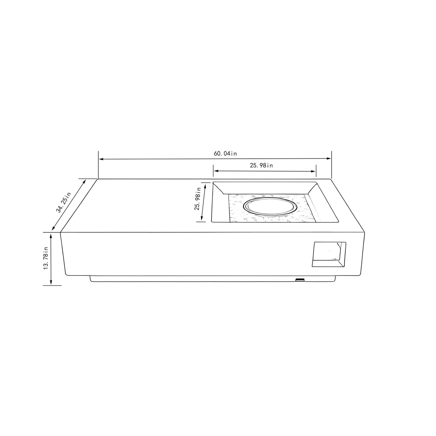 Propane Gas Fire Pit Table, 50000 Btu, Rectangular For Outside - Light Gray