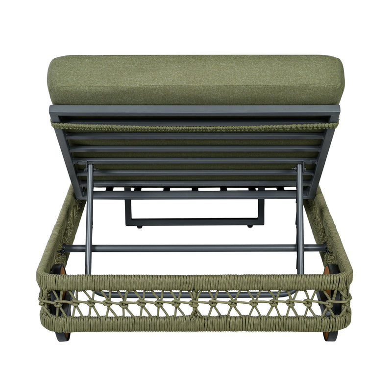 Outdoor Chaise Lounge & Wheels, 5 Position Adjustable Backrest