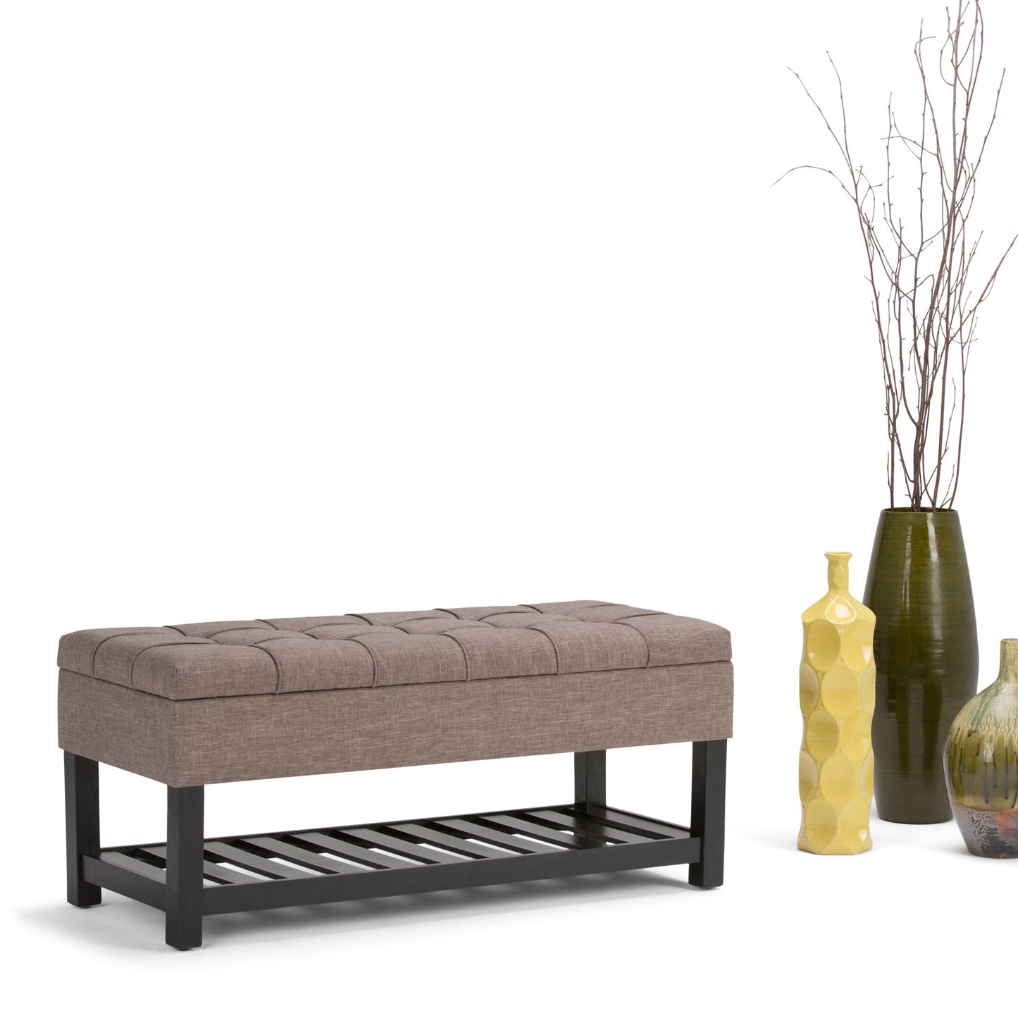 Saxon - Upholstered Transitional Storage Ottoman Bench