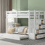 Twin Over Twin Bunk Bed With Trundle And Staircase - White