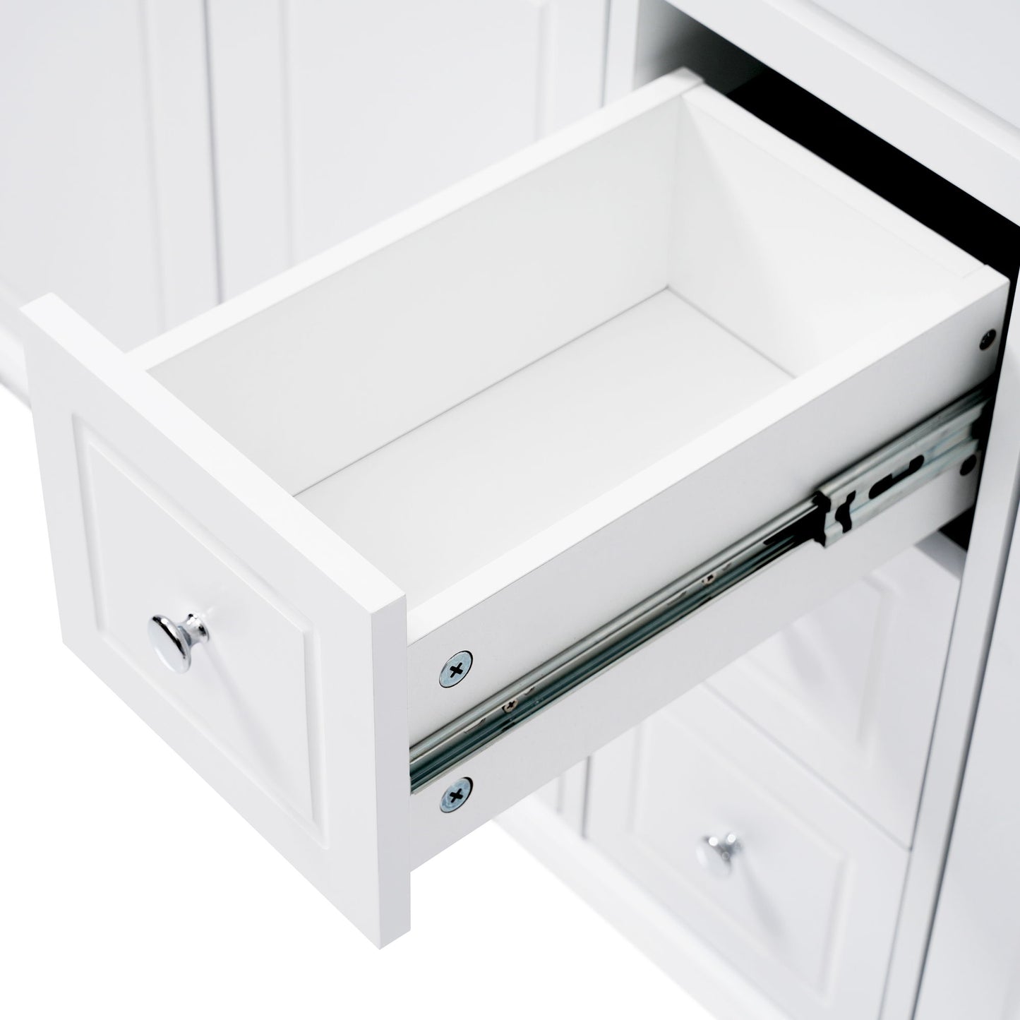 Bathroom Vanity With Double Sinks, 3 Drawers & 4 Doors - White