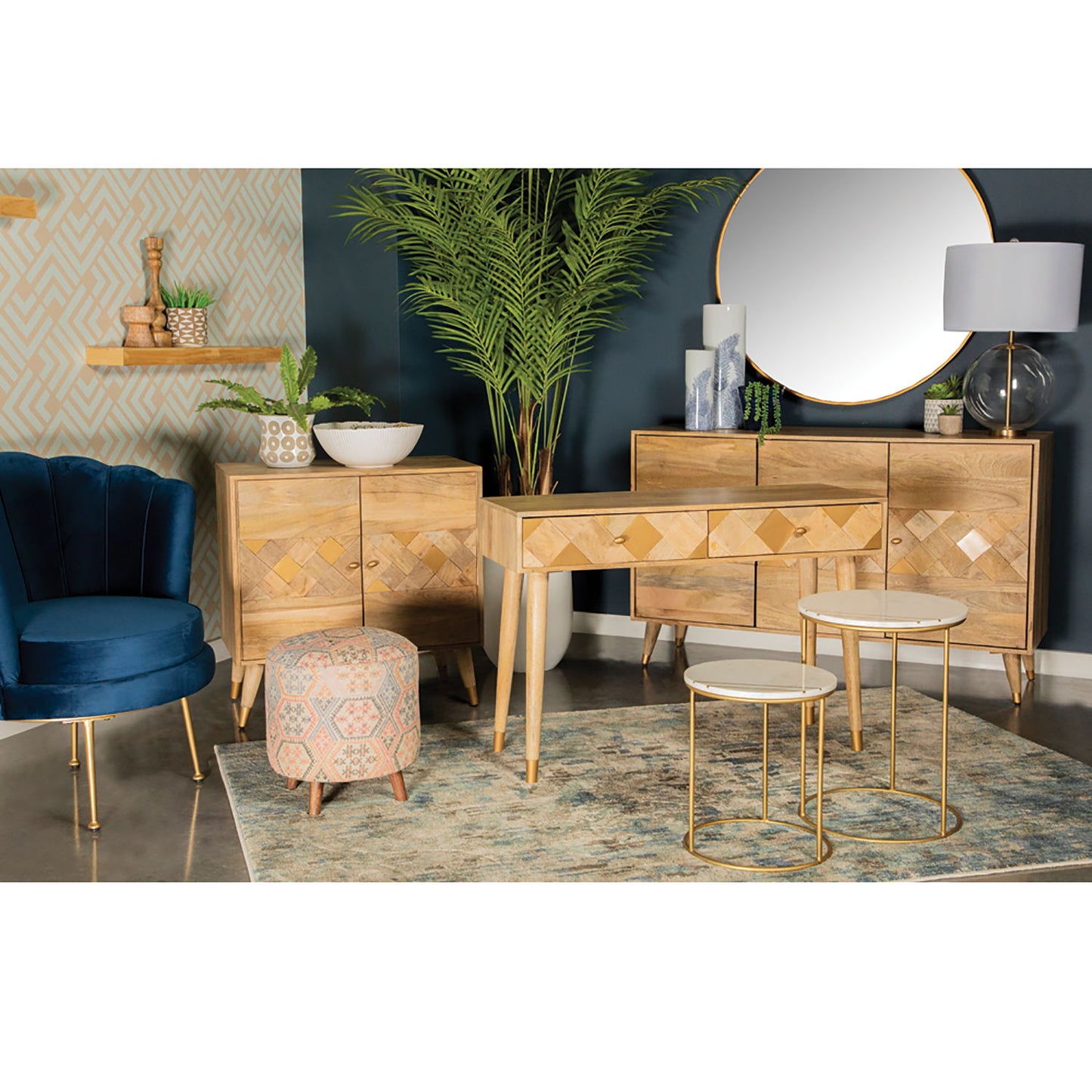 Austin - 3 Door Accent Cabinet With Tapered Legs - Natural