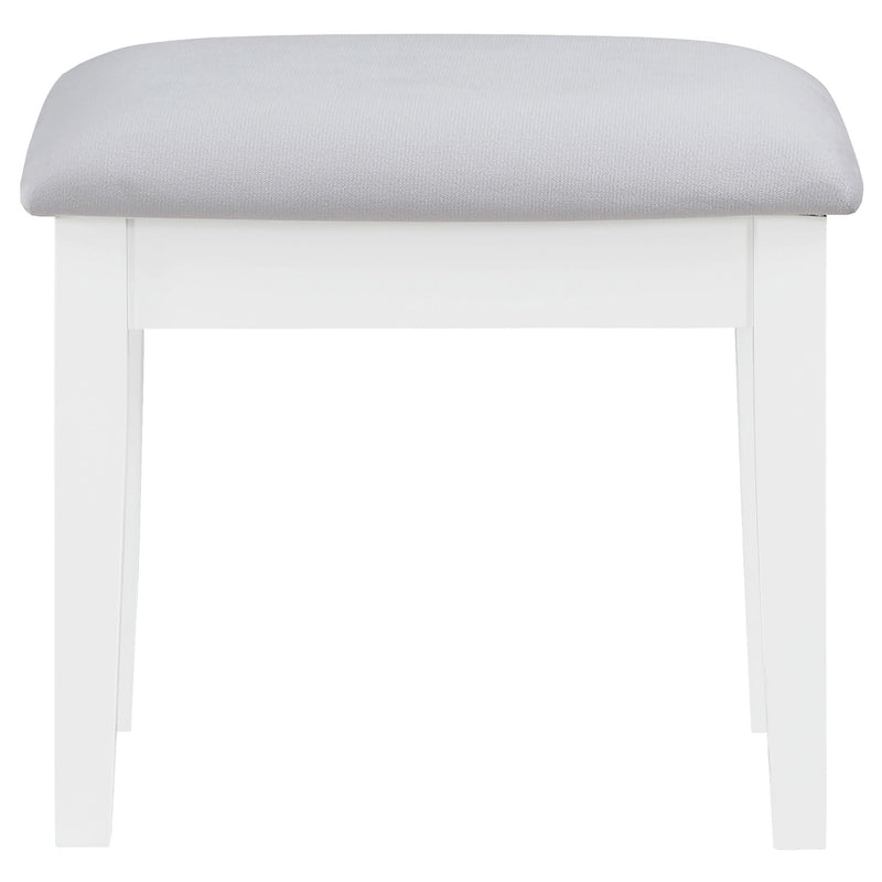 Winona - Makeup Vanity Set With Bulb Lit Mirror And Upholstered Stool - White