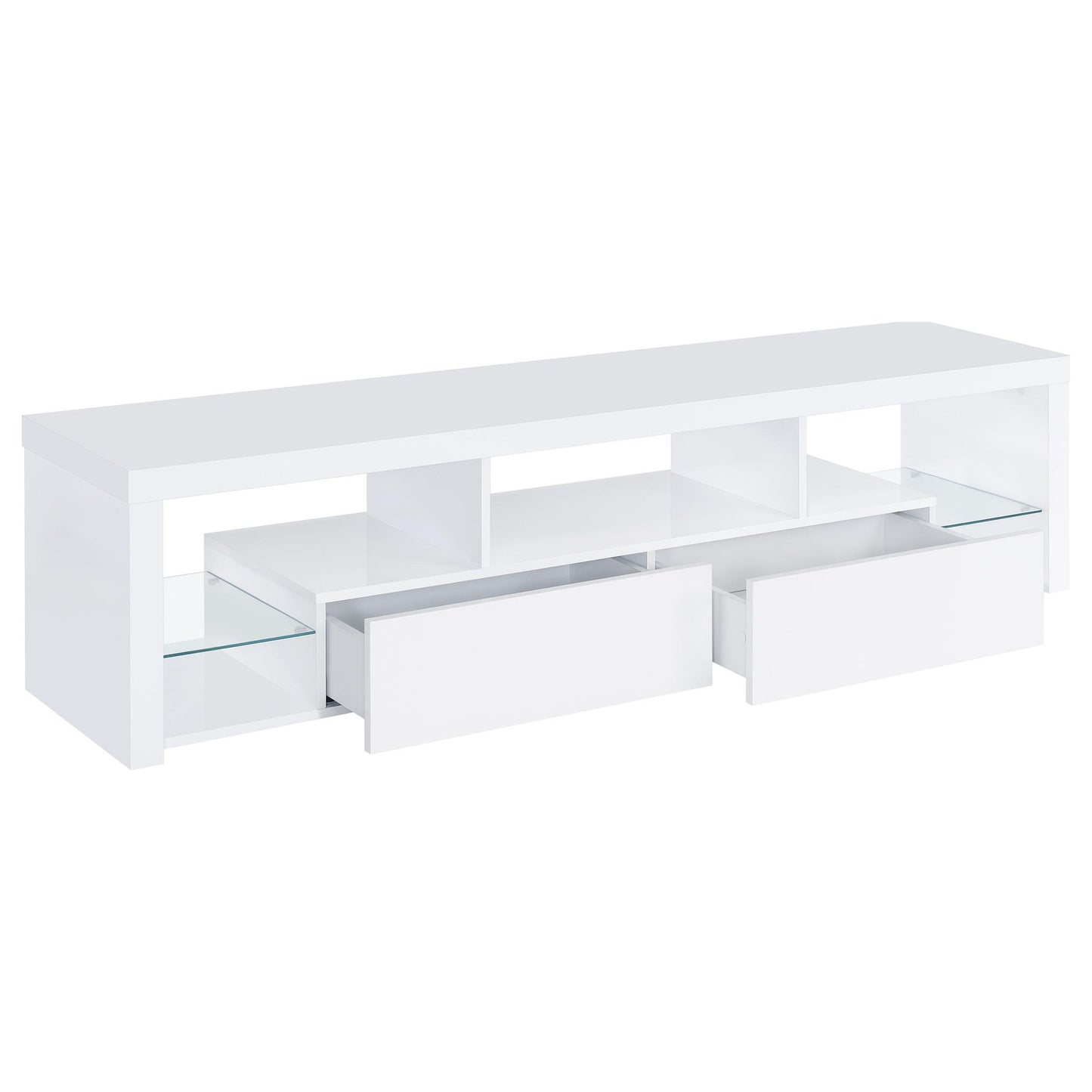 Lance - 3 Piece TV Entertainment Center With Shelves - Gloss White