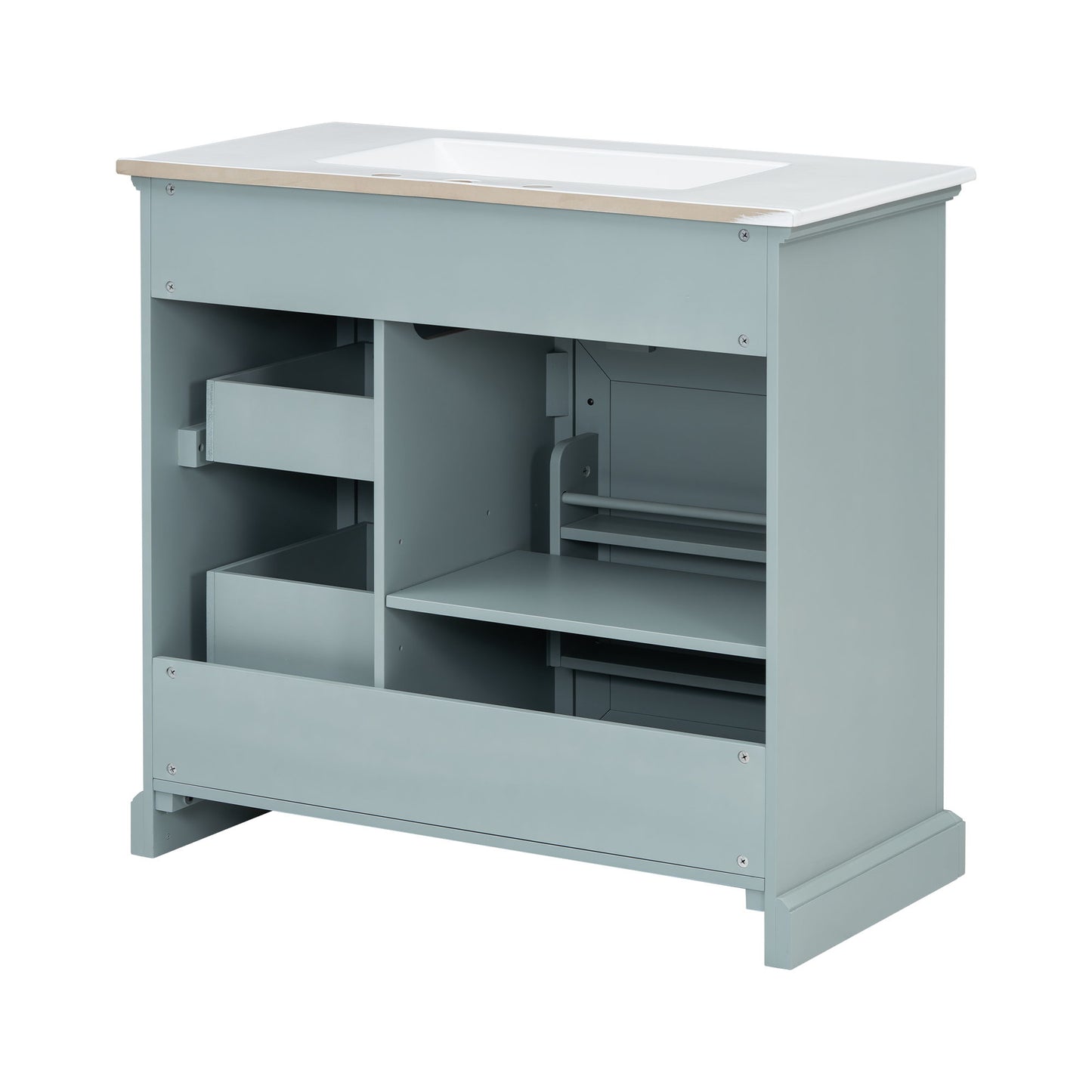 Bathroom Vanity With Sink, 2 Tip Out Drawers, Soft Close Hinges - Gray