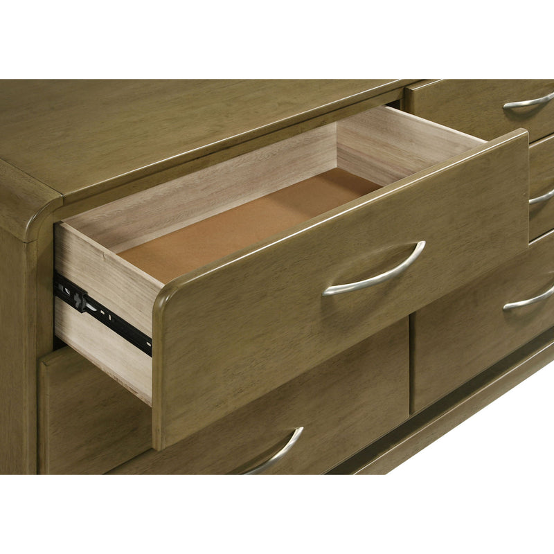 Bernardo - 6 Drawer Dresser And Mirror With Rounded Corners - Nutmeg Brown