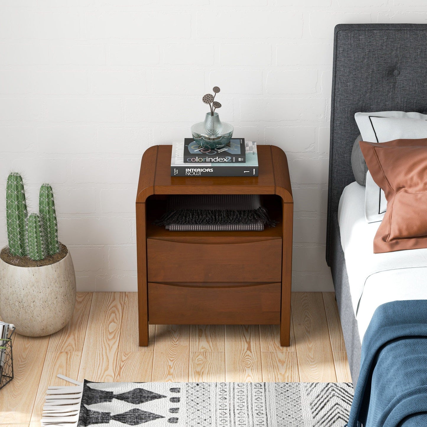 Lionel - Nightstand 2 Drawer - Brown
