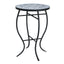 Outdoor Round Side Table With Mosaic Style Top And Curved Iron Legs