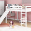 Full Loft Bed With Slide, Multifunctional Design - White