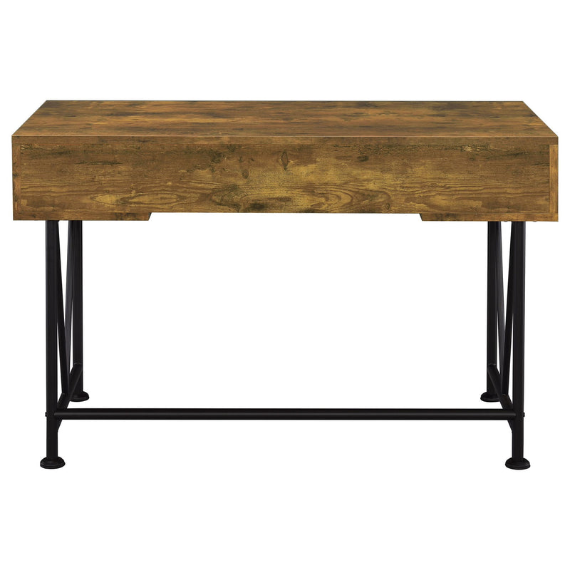 Avon - 2 Piece Computer Desk And Bookcase With 3 Drawers - Rustic Brown