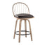 Riley - Farmhouse Fixed Height Counter Stool Round Footrest With Removable Cushion (Set of 2) - White Washed / Antique Copper / Brown