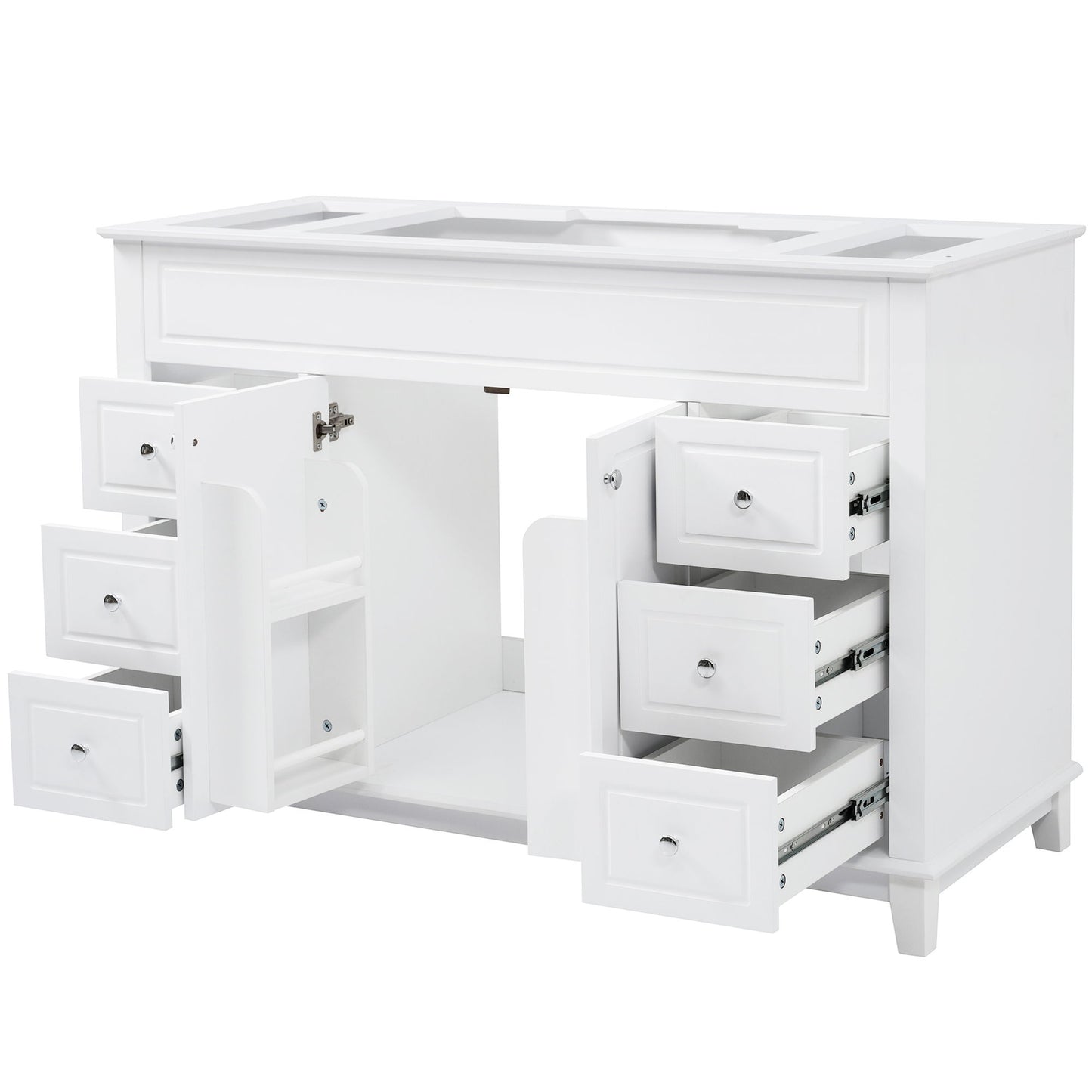 Bathroom Vanity Cabinet Only, 6 Soft Close Drawers & Double Doors - White