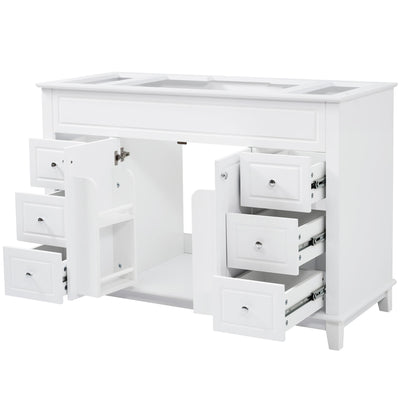 Bathroom Vanity Cabinet Only, 6 Soft Close Drawers & Double Doors - White