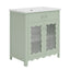 Modern Bathroom Vanity With Tempered Glass Doors
