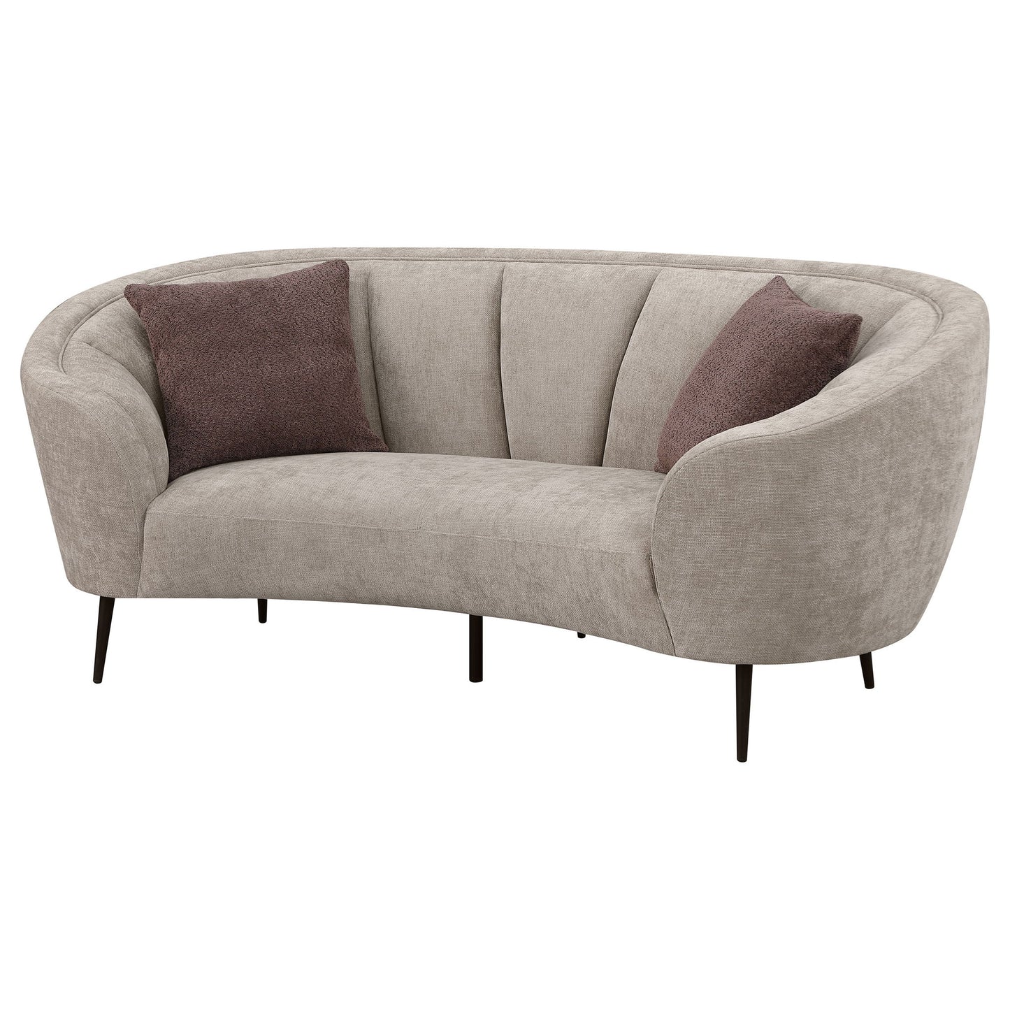 Saanich - Upholstered Curved With Plump Accent Pillows - Beige