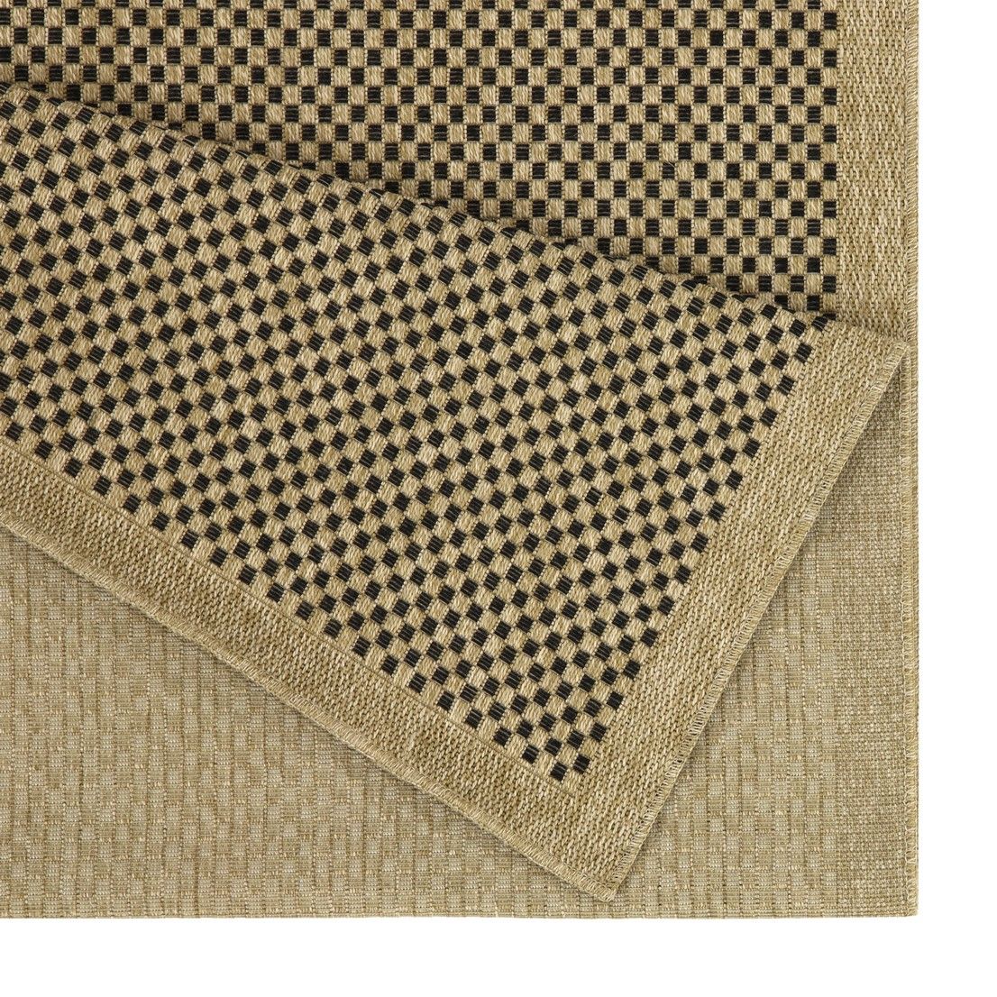 Earth - 5'3" X 7'3" Indoor, Outdoor Area Rug, Polypropylene - Jute / Black