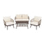 4 Piece Outdoor Patio Furniture Set, Metal Chairs With Woven Rope U Shaped Backrest