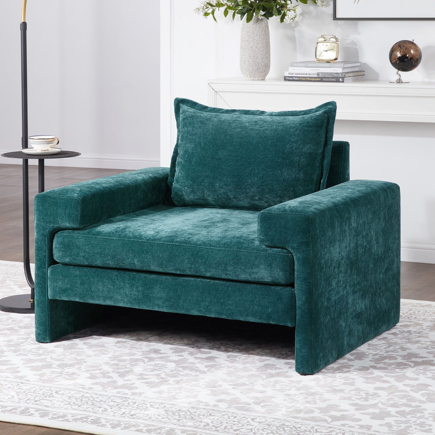 Upholstered Accent Chair With Wide Armrests And Ergonomic Back Support