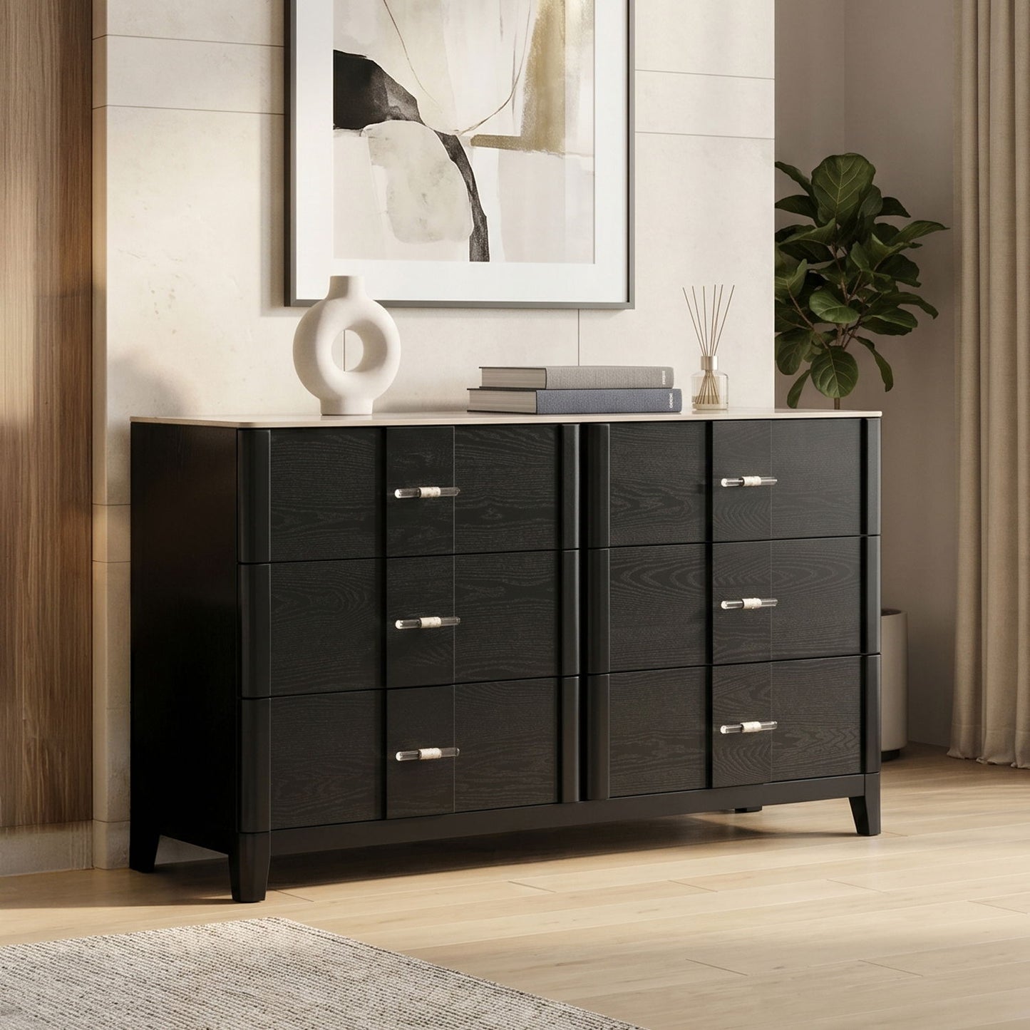 Opel - 6 Drawer Dresser - Black