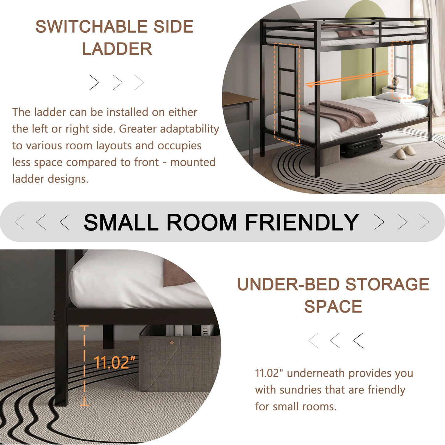 Adam - Twin Over Twin Bunk Bed - Black