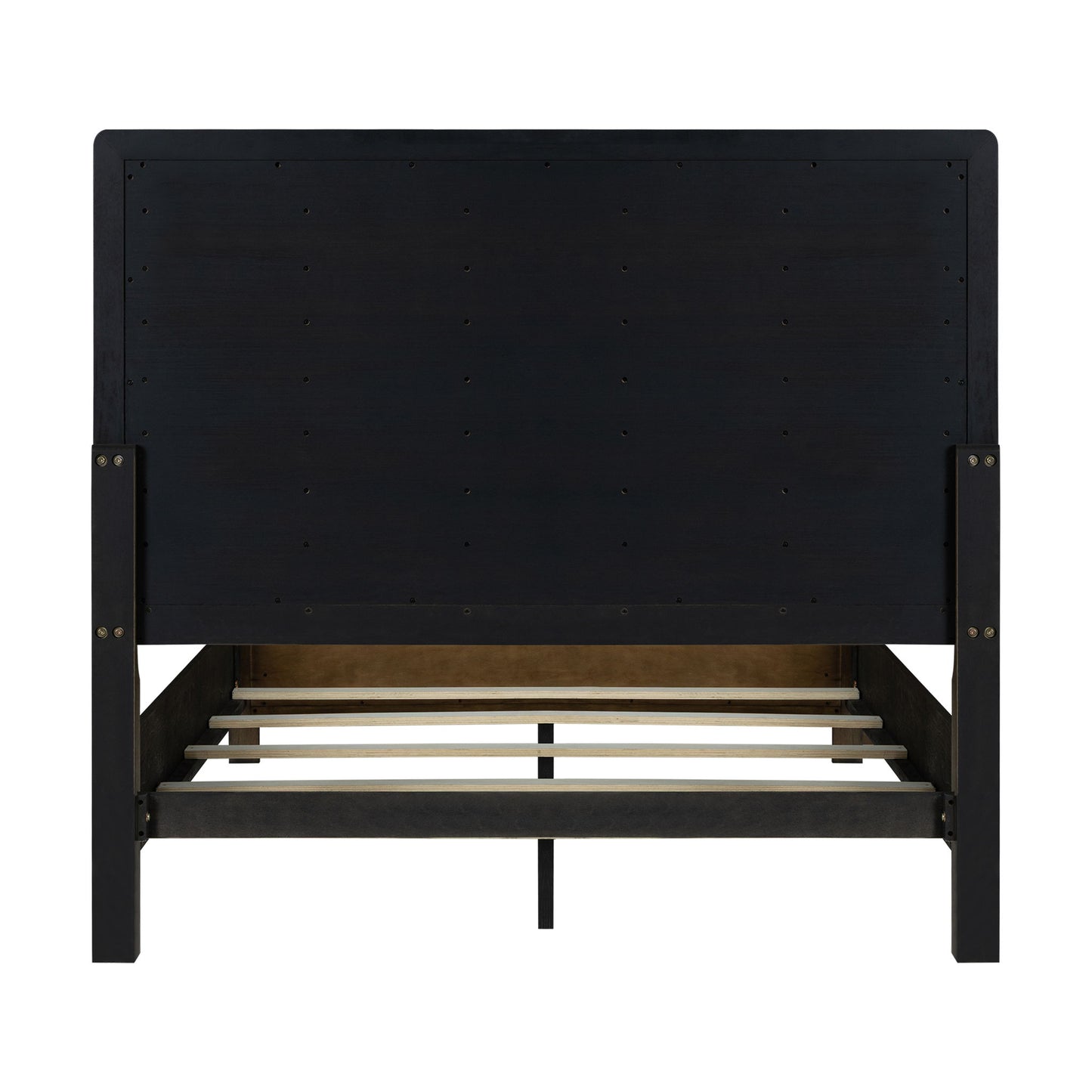 Panel Bed Frame With Unique Headboard And Included Slats