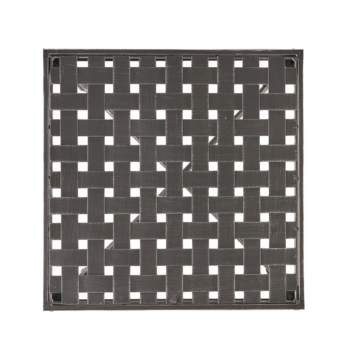 Outdoor Square Side Table With X Shaped Iron Frame - Black